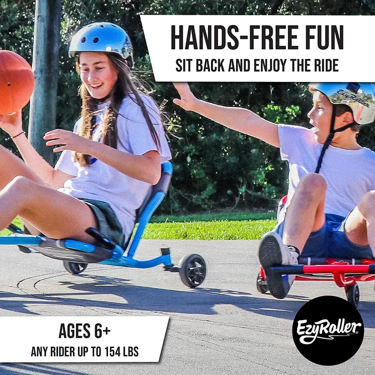 EzyRoller Drifter X Trike Dreirad Drift Kinderfahrzeug Spielgeräte für draußen Dreirad Kinder Dreiradscooter 4 - 14 Jahre blau – Bild 2