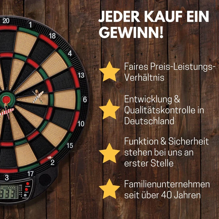 Best Sporting Dartscheibe elektronisch Exeter I elektronische Dartscheibe mit LED-Anzeigen I E-Dartscheibe mit 12 Dartpfeilen & Ersatzspitzen I hochwertiger Dartautomat I Dart für 8 Spieler – Bild 6