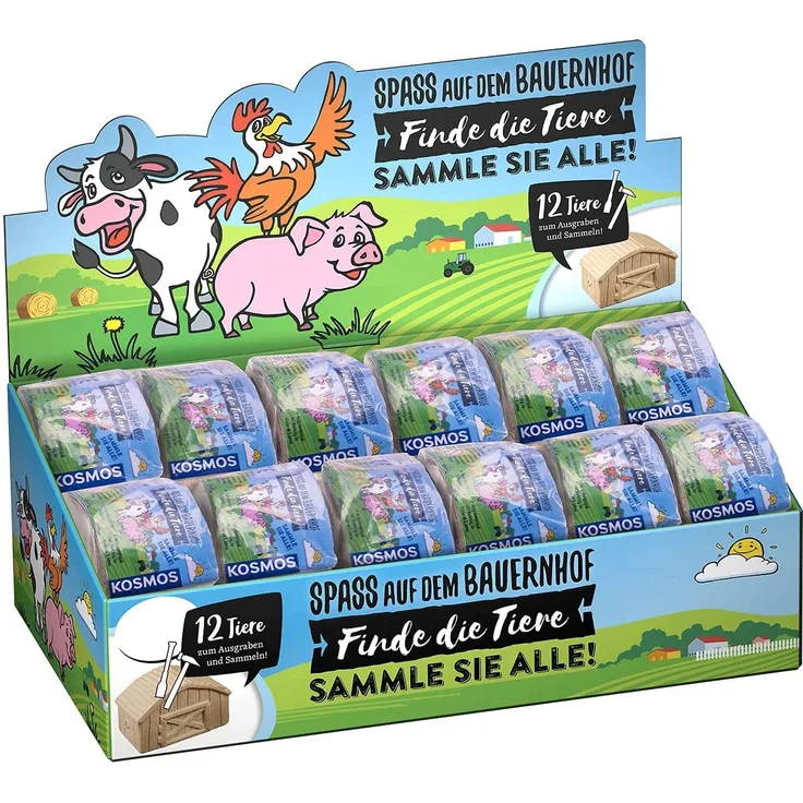 KOSMOS 601669 Bauernhof-Tiere, EINZELARTIKEL Ausgrabungs-Set mit Mini Sammelfigur, ab 5 Jahre, Mitgebsel Kindergeburtstag, Gastgeschenk, Mitbringsel, Beschäftigung, Spielzeug für Jungen und Mädchen, 1x Stück