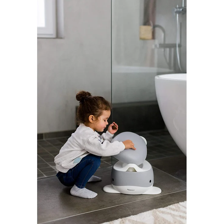 Kindsgut Kinder-Töpfchen, Babytopf WC/Klo, kinderfreundliches Wal-Design und dezente Farben, Toiletten-Training, Dunkelgrau – Bild 9