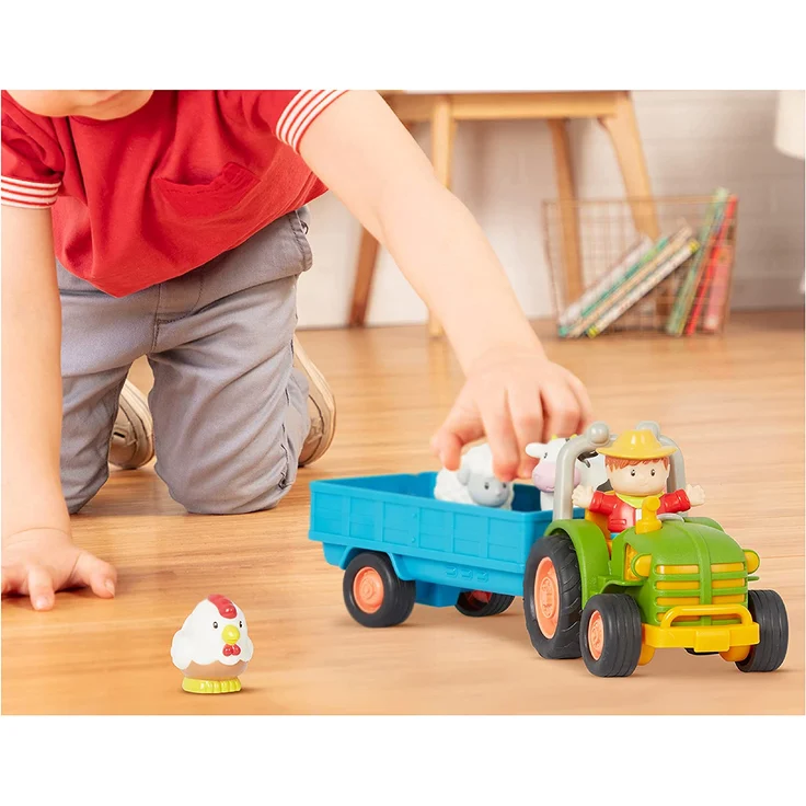 Battat Traktor Spielzeug mit Anhänger, Bauernhoftieren, Bauer, Licht, Musik, Traktor- und Tiergeräuschen – Bauernhof Spielzeug, Lernspielzeug für Kinder ab 18 Monaten – Bild 5