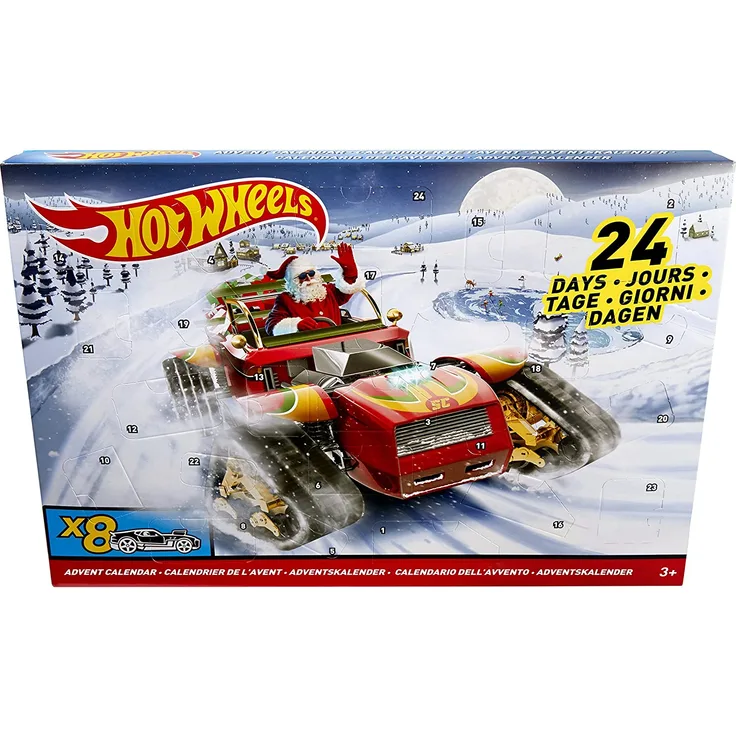 Hot Wheels DXH60 Adventskalender, inklusiv 8 Fahrzeuge