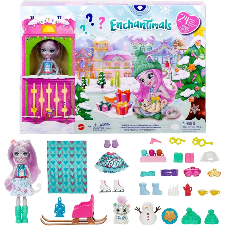 Mattel Enchantimals 'Weihnachtswunder Adventskalender mit Puppe', 24 Teile, ab 4 Jahren – Bild 1