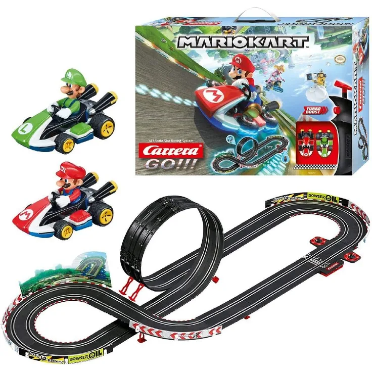 Carrera 20062491 GO!!! 'Nintendo Mario Kart 8', Autorennbahn-Set, 4,9 Meter Streckenlänge, für 2 Spieler, ab 6 Jahren, mit Mario & Luigi Spielzeugautos