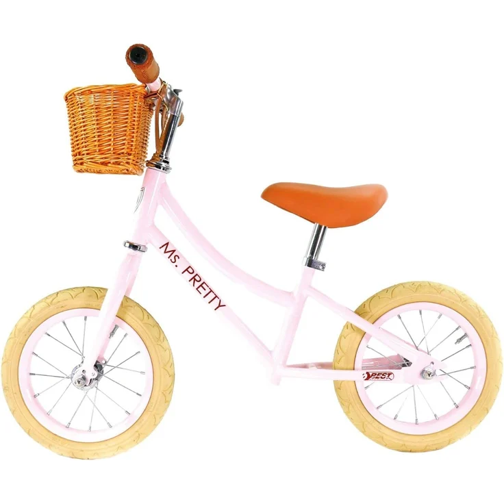 Best Sporting Laufrad Retro für Kinder ab 3 Jahren, mit Klingel und Korb, 12 Zoll Räder rosé – Bild 1