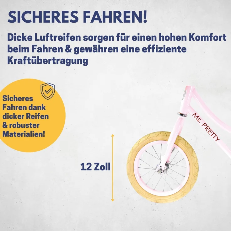 Best Sporting Laufrad Retro für Kinder ab 3 Jahren, mit Klingel und Korb, 12 Zoll Räder rosé – Bild 4
