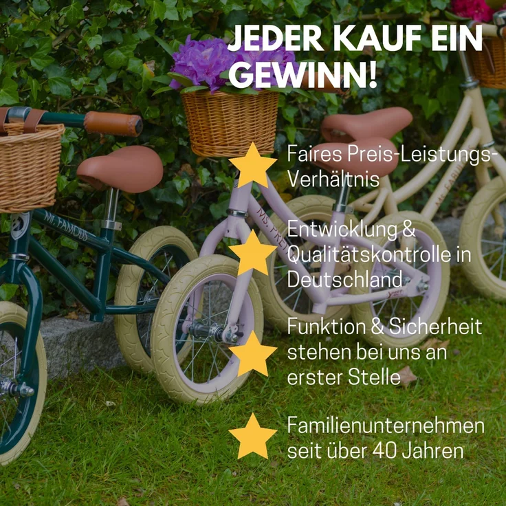 Best Sporting Laufrad Retro für Kinder ab 3 Jahren, mit Klingel und Korb, 12 Zoll Räder rosé – Bild 6