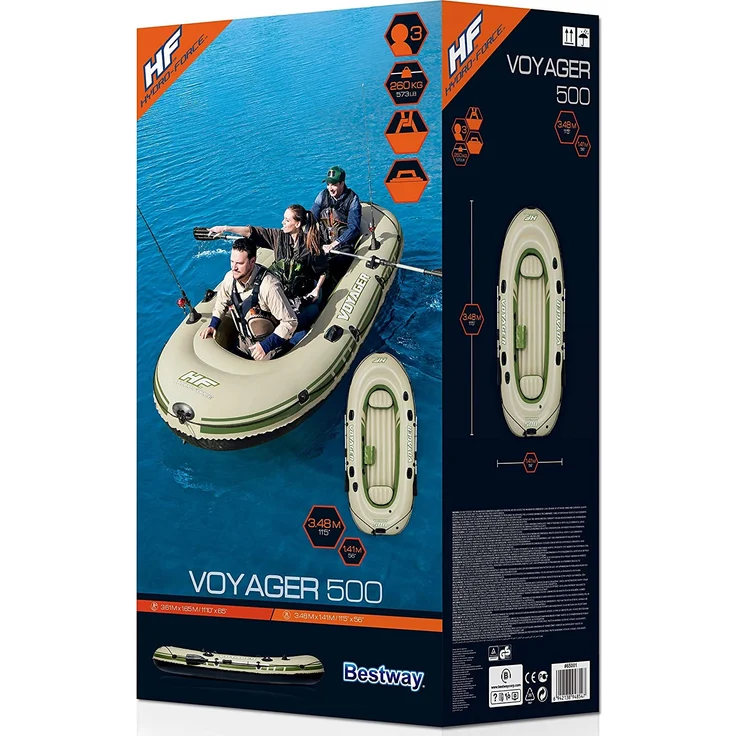 Bestway Schlauchboot HYDRO-FORCE Set ''Voyager 500'' für 3 Personen beige-grün – Bild 3