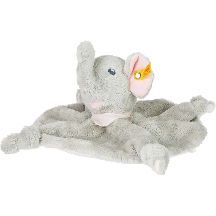 Steiff Trampili Elefant Schmusetuch - 28 cm - Kuscheltier für Babys - Plüschelefant - weich & waschbar - grau/rosa - (241680)