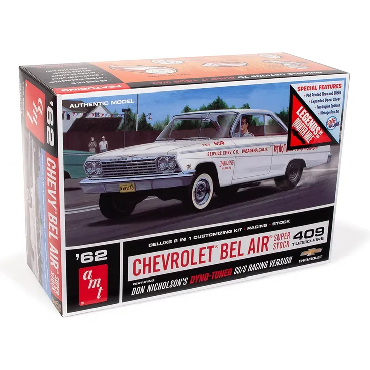 AMT AMT1283/12 1962 CHEVY BEL AIR SUPER STOCK 1:25 Bausatz Neu