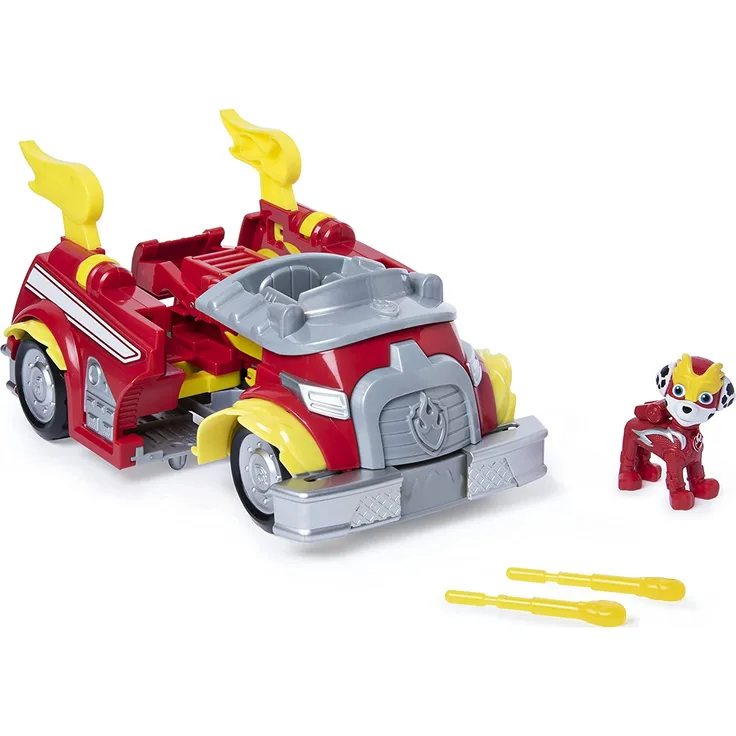 PAW Patrol Mighty Pups Super Paws - Marshalls verwandlungsfähiges Powered Up Fahrzeug mit Figur