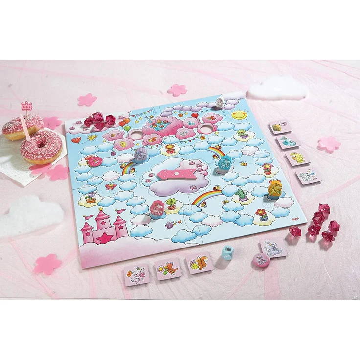 Haba 302767 Einhorn Glitzerglück - eine Party für Rosalie,  bezauberndes kooperatives Lauf- und Sammelspiel für 2 - 4 Spieler von 4 - 99 Jahren, mit einfachen Regeln für schnellen Spielspaß – Bild 2