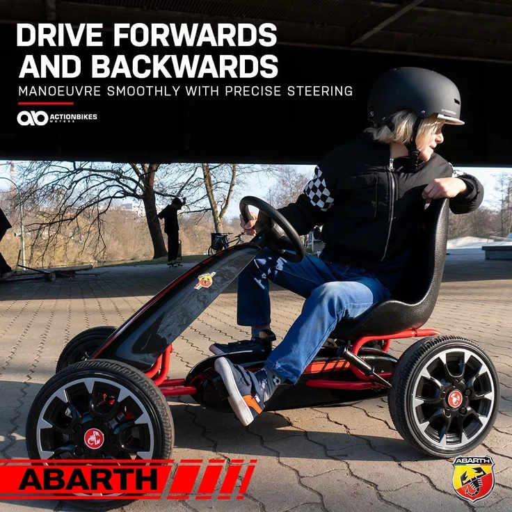 Miweba Gokart ABARTH Kinder Pedal Auto Tretauto Kinderfahrzeug Cart EVA Reifen (Weiß) – Bild 3