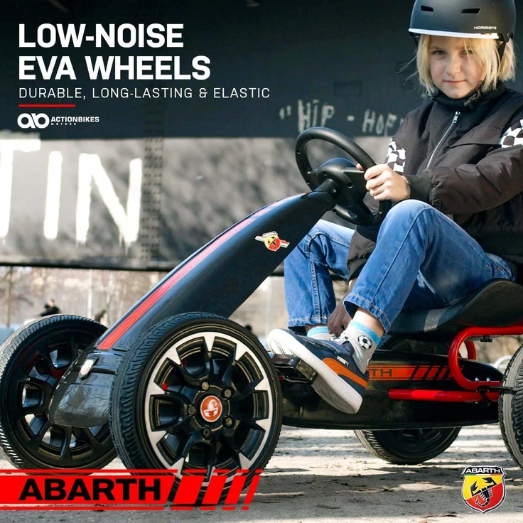 Miweba Gokart ABARTH Kinder Pedal Auto Tretauto Kinderfahrzeug Cart EVA Reifen (Weiß) – Bild 9