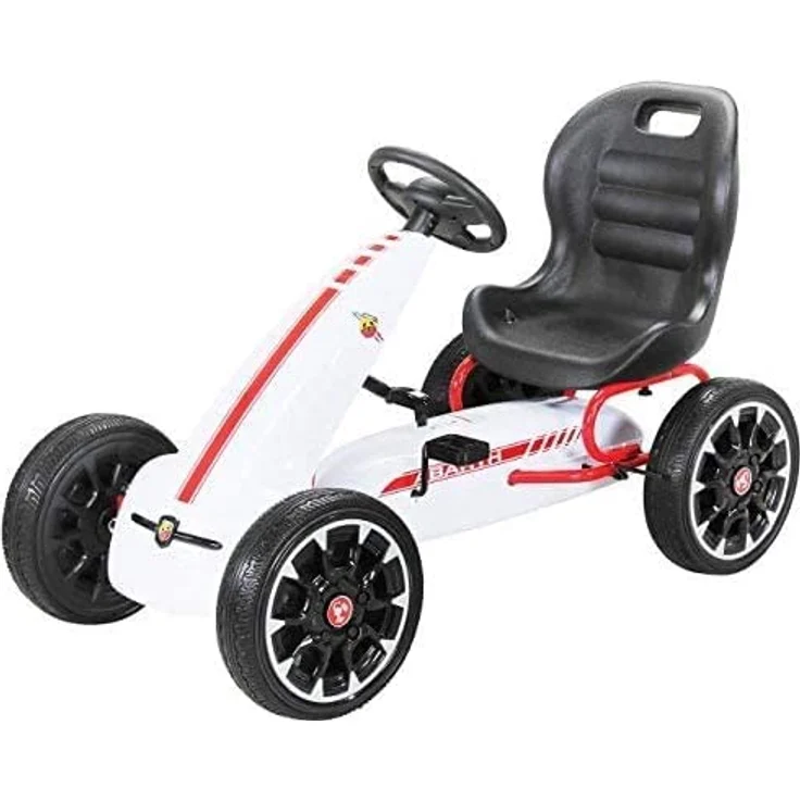 Miweba Gokart ABARTH Kinder Pedal Auto Tretauto Kinderfahrzeug Cart EVA Reifen (Weiß) – Bild 1