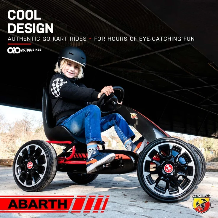 Miweba Gokart ABARTH Kinder Pedal Auto Tretauto Kinderfahrzeug Cart EVA Reifen (Weiß) – Bild 7