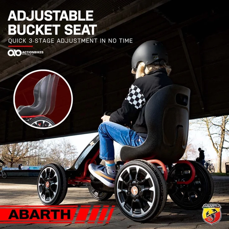 Miweba Gokart ABARTH Kinder Pedal Auto Tretauto Kinderfahrzeug Cart EVA Reifen (Weiß) – Bild 6
