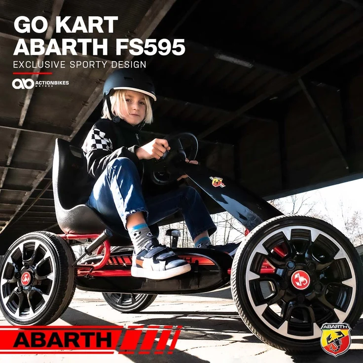 Miweba Gokart ABARTH Kinder Pedal Auto Tretauto Kinderfahrzeug Cart EVA Reifen (Weiß) – Bild 2
