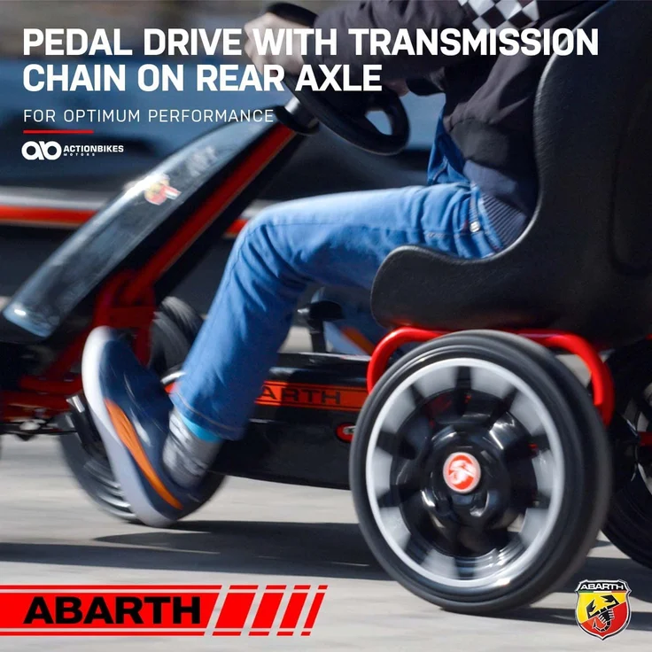 Miweba Gokart ABARTH Kinder Pedal Auto Tretauto Kinderfahrzeug Cart EVA Reifen (Weiß) – Bild 8