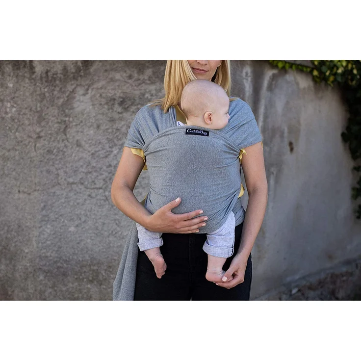 CuddleBug Tragetuch Baby Neugeborene - Elastisches Babytrage Neugeborene ab Geburt & Kleinkinder bis 16Kg - Einfach zu binden (Grau/Grey) – Bild 5