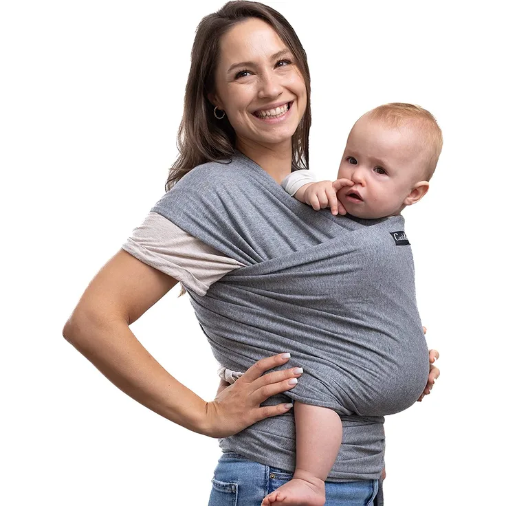 CuddleBug Tragetuch Baby Neugeborene - Elastisches Babytrage Neugeborene ab Geburt & Kleinkinder bis 16Kg - Einfach zu binden (Grau/Grey)
