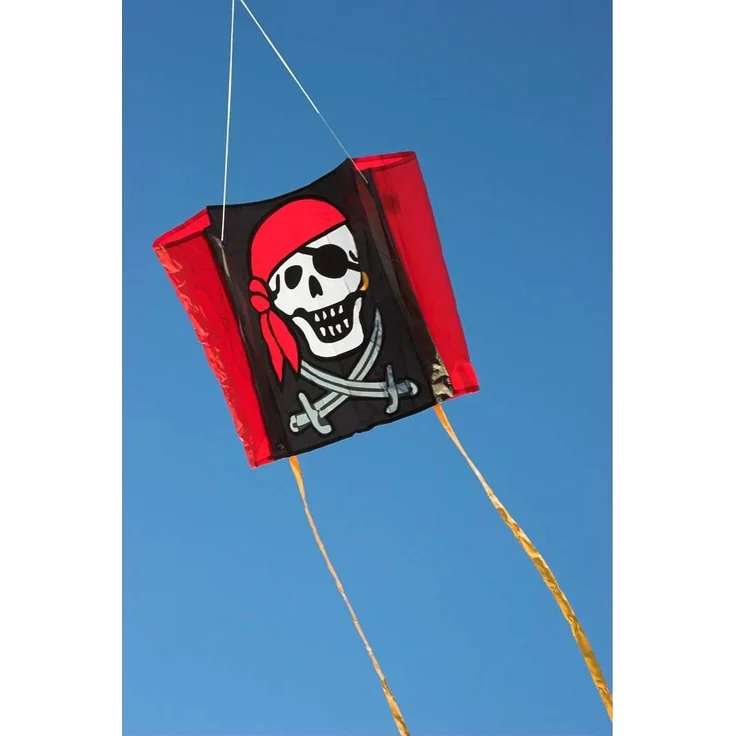 HQ 100083 - Sleddy Jolly Roger Kinderdrachen Einleiner, ab 5 Jahren, 50x76cm und 1.9m Drachenschwanz, inkl. 17kp Polyesterschnur 40m auf Spule, 2-6 Beaufort – Bild 4