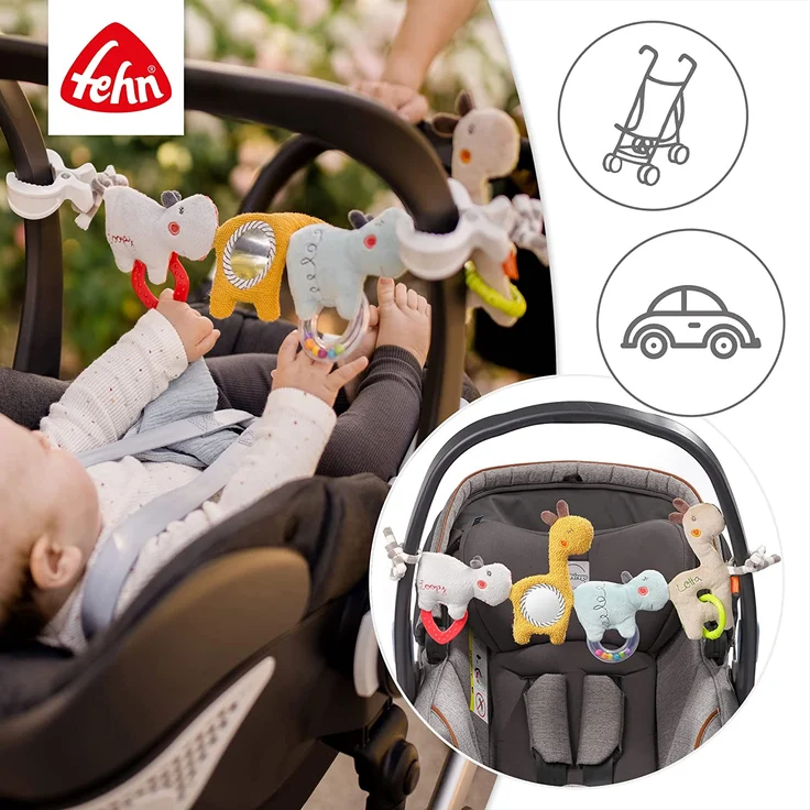 Fehn 059137 Kinderwagenkette Loopy & Lotta – Mobile Kette mit süßen Anhänger-Figuren zum flexiblen Aufhängen – Für Babys und Kleinkinder ab 0+ Monaten – Länge: 45 cm – Bild 3
