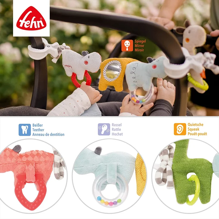 Fehn 059137 Kinderwagenkette Loopy & Lotta – Mobile Kette mit süßen Anhänger-Figuren zum flexiblen Aufhängen – Für Babys und Kleinkinder ab 0+ Monaten – Länge: 45 cm – Bild 4
