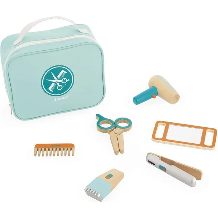 Janod - Friseurkoffer - Imitationsspiel für Berufe - incl. 6 Accessoires aus Holz - Regt die Fantasie an - FSC-zertifiziert - Farbe auf Wasserbasis - Ab 3 Jahren, J06549 - Preisvergleich