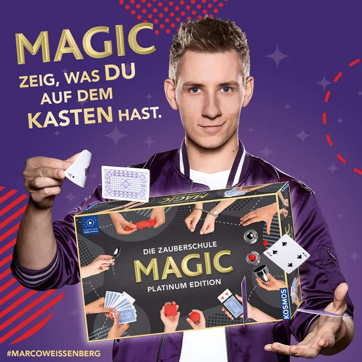 KOSMOS Die Zauberschule MAGIC Platinum Edition, 180 Zauber-Tricks, viele magische Zauber-Utensilien, Zauberkasten für Kinder ab 8 Jahre, bebilderte Anleitung, Online-Erklär-Videos. für alle Level – Bild 4