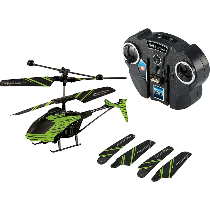 Revell Control 23829 RC Helicopter Streak, Hubschrauber mit 2-Kanal IR-Fernsteuerung, Indoor, mit Glow-in-The-Dark Effekt Ferngesteuerter Heli, Grün/Schwarz – Bild 3