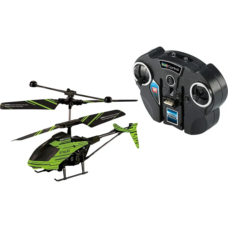 Revell Control 23829 RC Helicopter Streak, Hubschrauber mit 2-Kanal IR-Fernsteuerung, Indoor, mit Glow-in-The-Dark Effekt Ferngesteuerter Heli, Grün/Schwarz – Bild 4