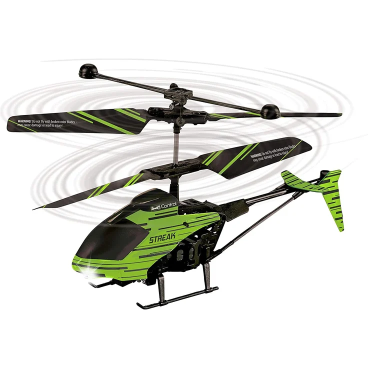 Revell Control 23829 RC Helicopter Streak, Hubschrauber mit 2-Kanal IR-Fernsteuerung, Indoor, mit Glow-in-The-Dark Effekt Ferngesteuerter Heli, Grün/Schwarz – Bild 6