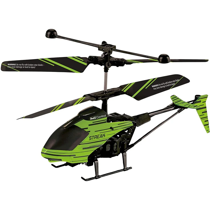 Revell Control 23829 RC Helicopter Streak, Hubschrauber mit 2-Kanal IR-Fernsteuerung, Indoor, mit Glow-in-The-Dark Effekt Ferngesteuerter Heli, Grün/Schwarz – Bild 5