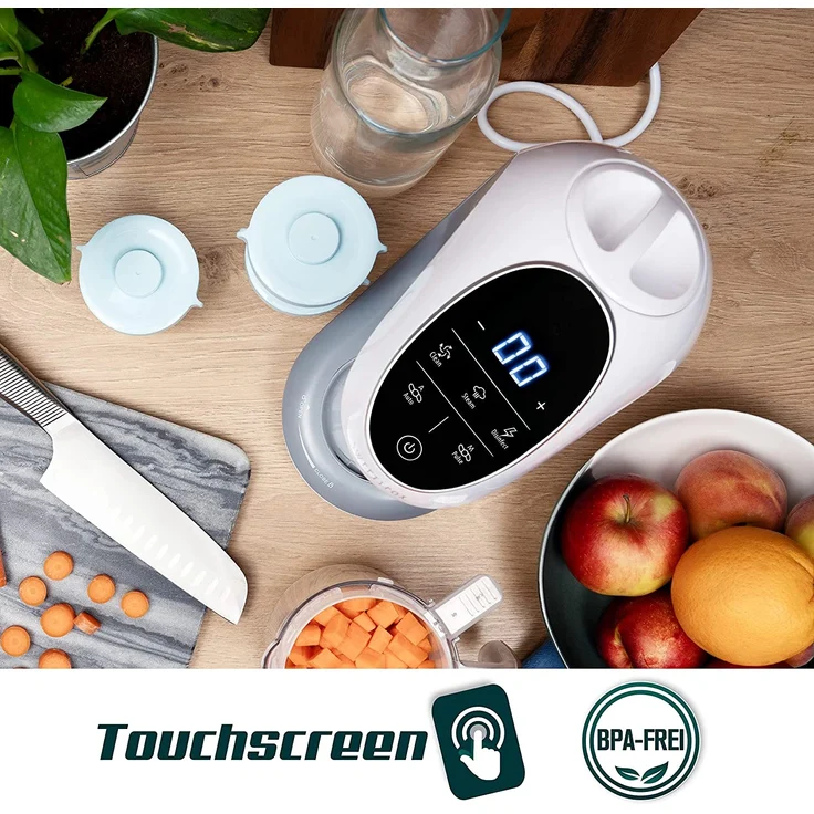 Sweety Fox - Multifunktions Babynahrungszubereiter 7-in-1 - Dampfgarer, Mixer, Pulse, Automatische Reinigungsfunktion, Sterilisiert, Gläschenwärmer, Auftaufunktion - Breikocher Multifunktion – Bild 3
