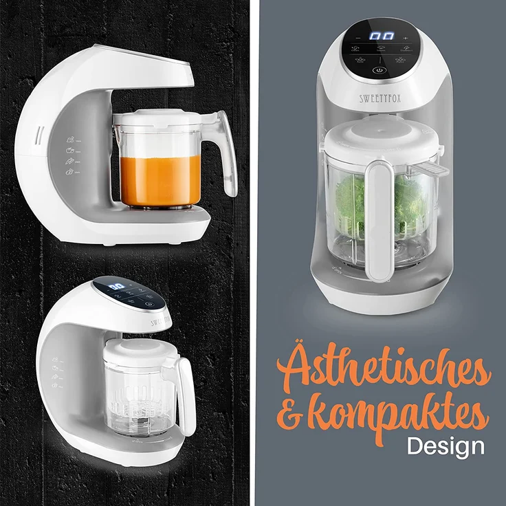 Sweety Fox - Multifunktions Babynahrungszubereiter 7-in-1 - Dampfgarer, Mixer, Pulse, Automatische Reinigungsfunktion, Sterilisiert, Gläschenwärmer, Auftaufunktion - Breikocher Multifunktion – Bild 7