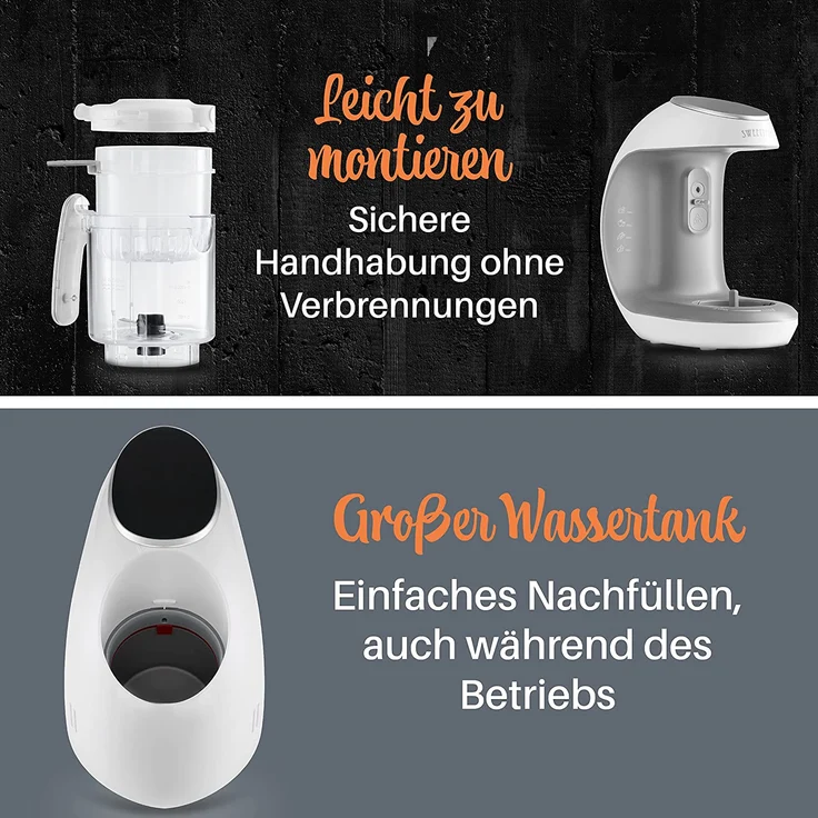 Sweety Fox - Multifunktions Babynahrungszubereiter 7-in-1 - Dampfgarer, Mixer, Pulse, Automatische Reinigungsfunktion, Sterilisiert, Gläschenwärmer, Auftaufunktion - Breikocher Multifunktion – Bild 9