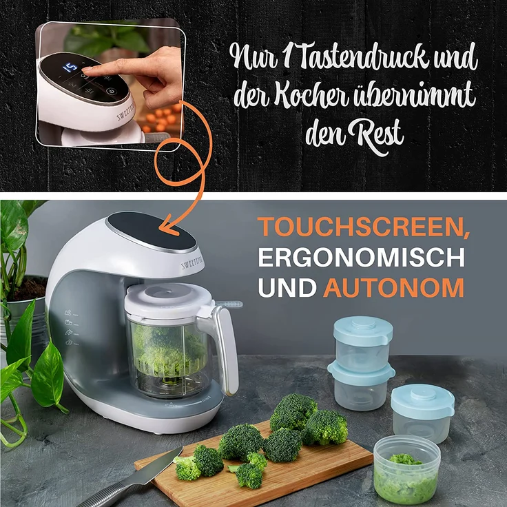 Sweety Fox - Multifunktions Babynahrungszubereiter 7-in-1 - Dampfgarer, Mixer, Pulse, Automatische Reinigungsfunktion, Sterilisiert, Gläschenwärmer, Auftaufunktion - Breikocher Multifunktion – Bild 5
