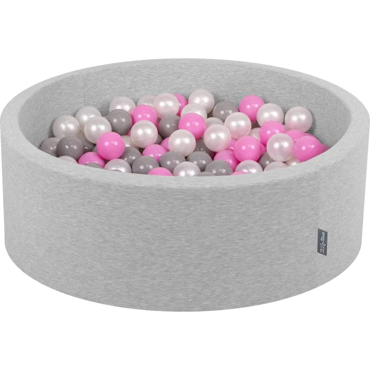 KiddyMoon Bällebad 90X30cm/200 Bälle ∅ 7Cm Bällepool Mit Bunten Bällen Für Babys Kinder Rund, Hellgrau:Perle-Grau-Pink – Bild 1