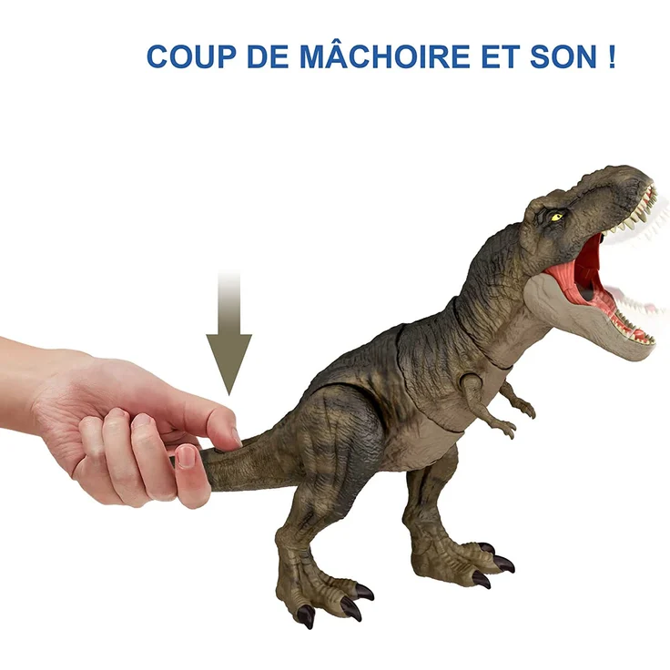 Jurassic World HDY56 - „Dominion: Ein neues Zeitalter“ Fressender Kampfaction T-Rex Actionfigur (53 cm),Tyranosaurus Rex mit Geräuschen, Kau- & Kampfbewegungen, Dinosaurier Spielzeug ab 4 Jahren - Preisvergleich – Bild 3