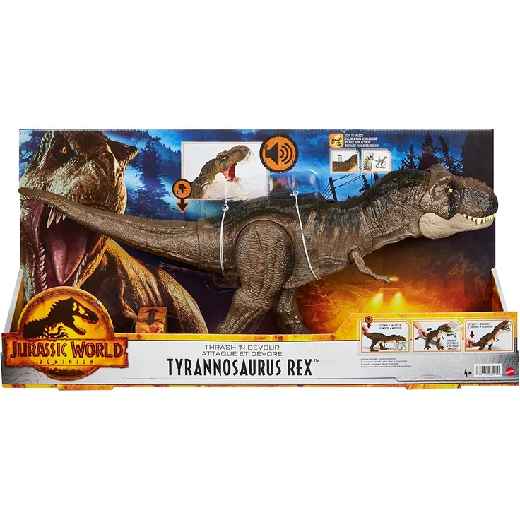 Jurassic World HDY56 - „Dominion: Ein neues Zeitalter“ Fressender Kampfaction T-Rex Actionfigur (53 cm),Tyranosaurus Rex mit Geräuschen, Kau- & Kampfbewegungen, Dinosaurier Spielzeug ab 4 Jahren - Preisvergleich – Bild 6