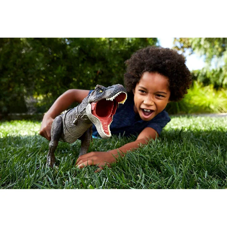 Jurassic World HDY56 - „Dominion: Ein neues Zeitalter“ Fressender Kampfaction T-Rex Actionfigur (53 cm),Tyranosaurus Rex mit Geräuschen, Kau- & Kampfbewegungen, Dinosaurier Spielzeug ab 4 Jahren - Preisvergleich – Bild 2