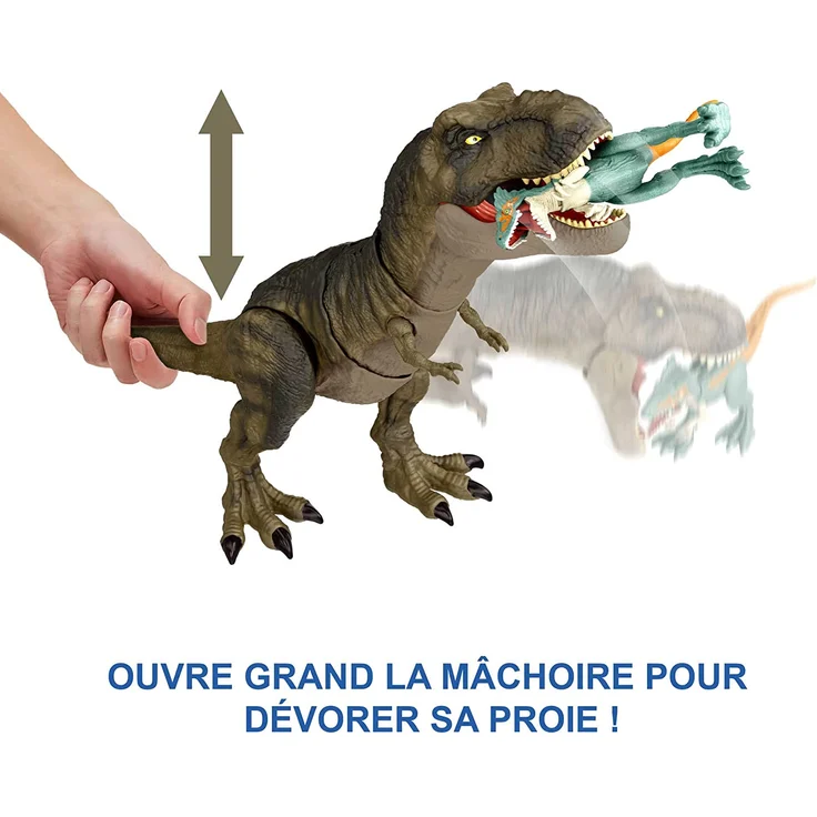Jurassic World HDY56 - „Dominion: Ein neues Zeitalter“ Fressender Kampfaction T-Rex Actionfigur (53 cm),Tyranosaurus Rex mit Geräuschen, Kau- & Kampfbewegungen, Dinosaurier Spielzeug ab 4 Jahren - Preisvergleich – Bild 4