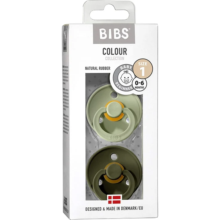 BIBS Colour Schnuller 2er Pack | BPA-frei | Kirschform Nippel | Naturkautschuk Hunter Green & Sage 0-6 Monate – Bild 3