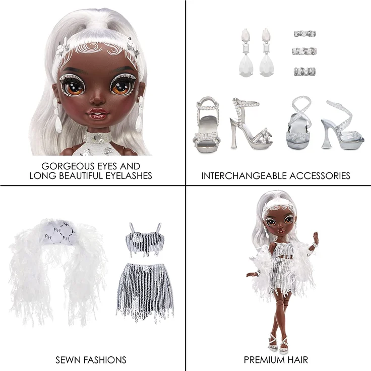 Rainbow High Rainbow Vision Divas - AYESHA STERLING - Silberne Modepuppe, Mix & Match Designer Outfits, Mikro, Accessoires und Make-Up Spielst - Für Kinder und Sammler ab 6 Jahren – Bild 5