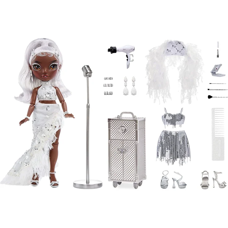 Rainbow High Rainbow Vision Divas - AYESHA STERLING - Silberne Modepuppe, Mix & Match Designer Outfits, Mikro, Accessoires und Make-Up Spielst - Für Kinder und Sammler ab 6 Jahren – Bild 2