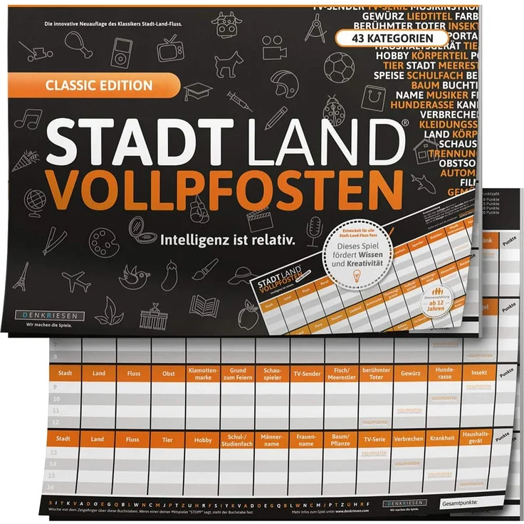 Denkriesen 'STADT LAND VOLLPFOSTEN - Classic Edition "Intelligenz ist relativ"', ab 12 Jahren – Bild 1