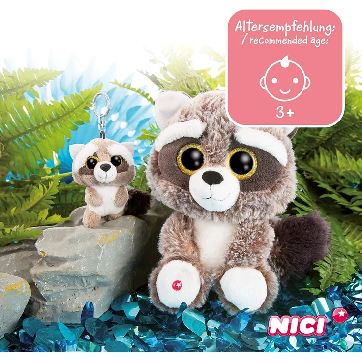 NICI Glubschis: Das Original – Glubschis Schlüsselanhänger Waschbär Clooney 9 cm – Waschbär Kuscheltieranhänger mit Schlüsselring für Schlüsselband, Schlüsselbund & Schlüsselhalter – 45550 – Bild 5