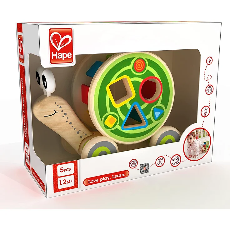 Hape Schnecke Ziehspielzeug |Preisgekrönt Kleinkind Schiebe- und Ziehspielzeug aus Holz mit abnehmbarem Schneckenhaus und buntem Formensortierer, lustiges Lernspielzeug für Kinder - Preisvergleich – Bild 7