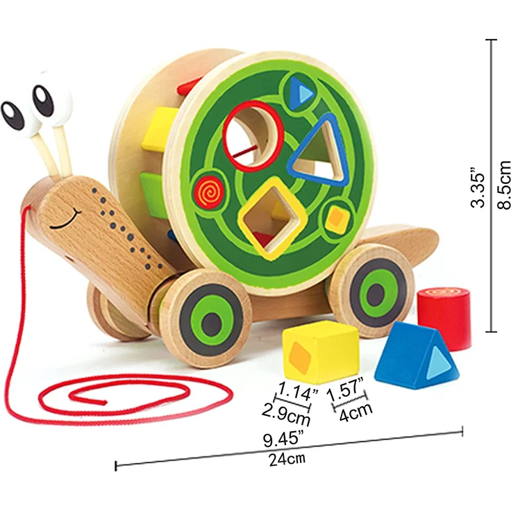 Hape Schnecke Ziehspielzeug |Preisgekrönt Kleinkind Schiebe- und Ziehspielzeug aus Holz mit abnehmbarem Schneckenhaus und buntem Formensortierer, lustiges Lernspielzeug für Kinder - Preisvergleich – Bild 5